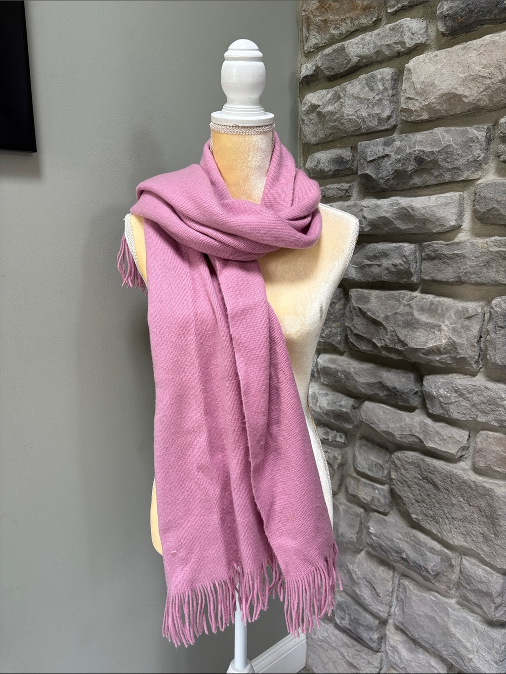Soft Pink Fringe Scarf